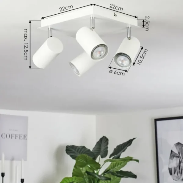 hofstein Plafonnier Zuoz Chrome, Blanc, 4 lumières* Lampes Modernes