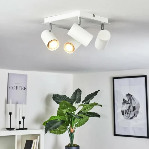 hofstein Plafonnier Zuoz Chrome, Blanc, 4 lumières* Lampes Modernes