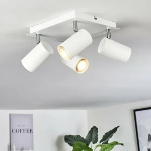hofstein Plafonnier Zuoz Chrome, Blanc, 4 lumières* Lampes Modernes