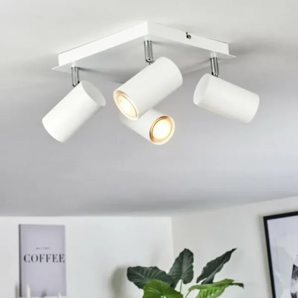 hofstein Plafonnier Zuoz Chrome, Blanc, 4 lumières* Lampes Modernes