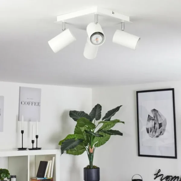 hofstein Plafonnier Zuoz Chrome, Blanc, 4 lumières* Lampes Modernes