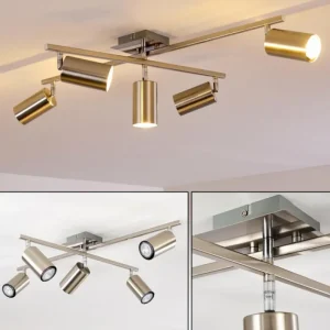 hofstein Plafonnier Zuoz Chrome, Nickel mat, 5 lumières* Lampes Modernes