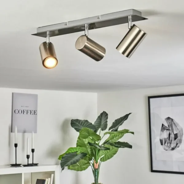 hofstein Plafonnier Zuoz Chrome, Nickel mat, 3 lumières* Lampes Modernes