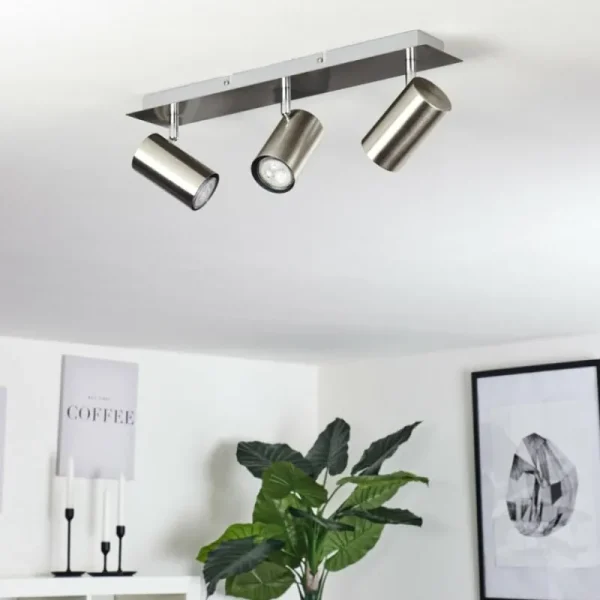 hofstein Plafonnier Zuoz Chrome, Nickel mat, 3 lumières* Lampes Modernes