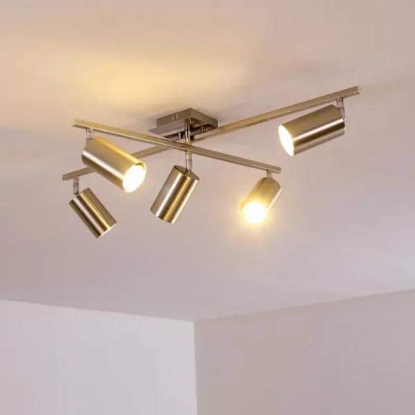 hofstein Plafonnier Zuoz Chrome, Nickel mat, 5 lumières* Lampes Modernes