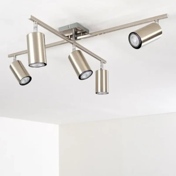 hofstein Plafonnier Zuoz Chrome, Nickel mat, 5 lumières* Lampes Modernes