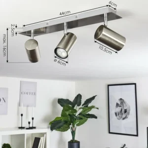 hofstein Plafonnier Zuoz Chrome, Nickel mat, 3 lumières* Lampes Modernes