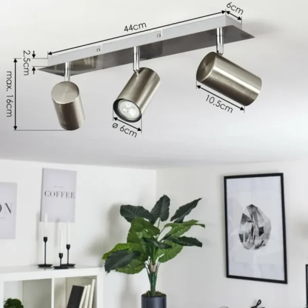 hofstein Plafonnier Zuoz Chrome, Nickel mat, 3 lumières* Lampes Modernes