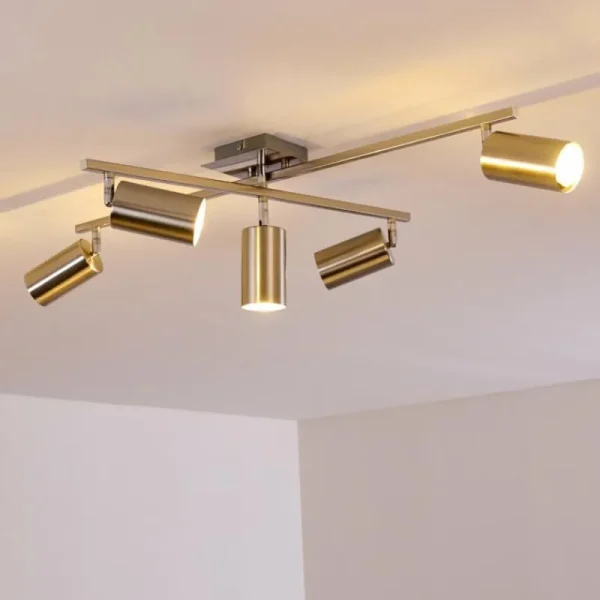 hofstein Plafonnier Zuoz Chrome, Nickel mat, 5 lumières* Lampes Modernes