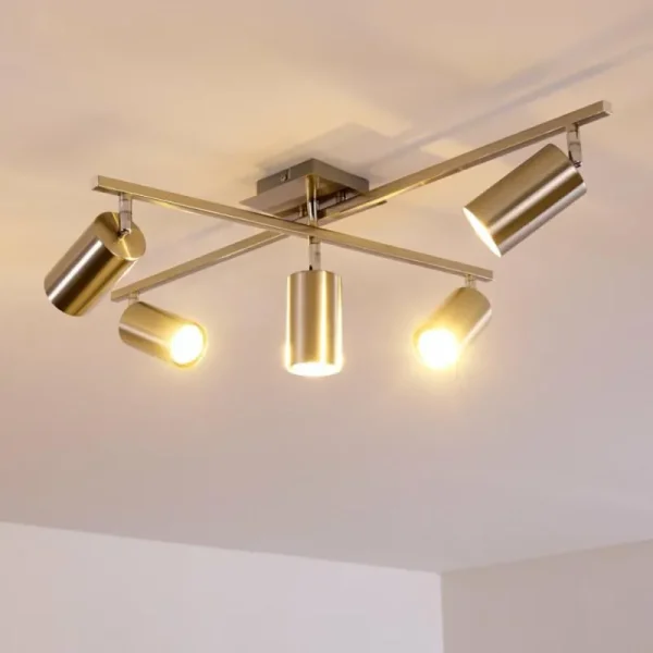 hofstein Plafonnier Zuoz Chrome, Nickel mat, 5 lumières* Lampes Modernes