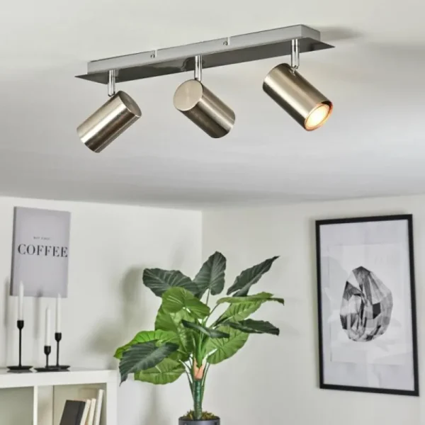 hofstein Plafonnier Zuoz Chrome, Nickel mat, 3 lumières* Lampes Modernes
