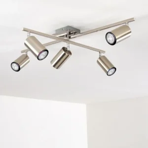 hofstein Plafonnier Zuoz Chrome, Nickel mat, 5 lumières* Lampes Modernes