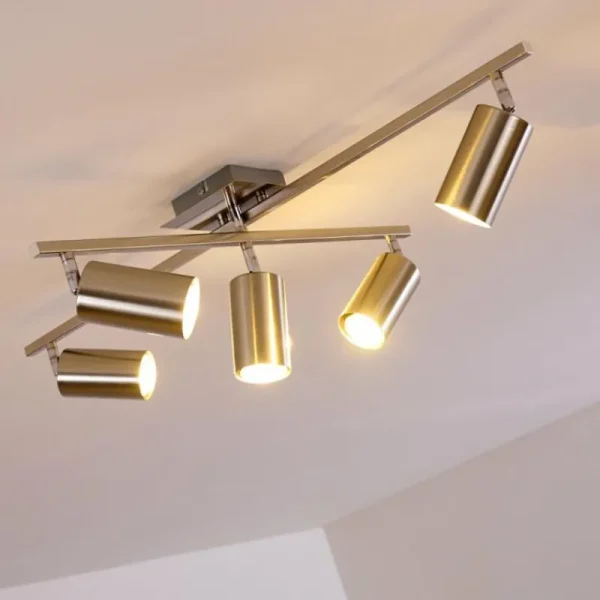hofstein Plafonnier Zuoz Chrome, Nickel mat, 5 lumières* Lampes Modernes