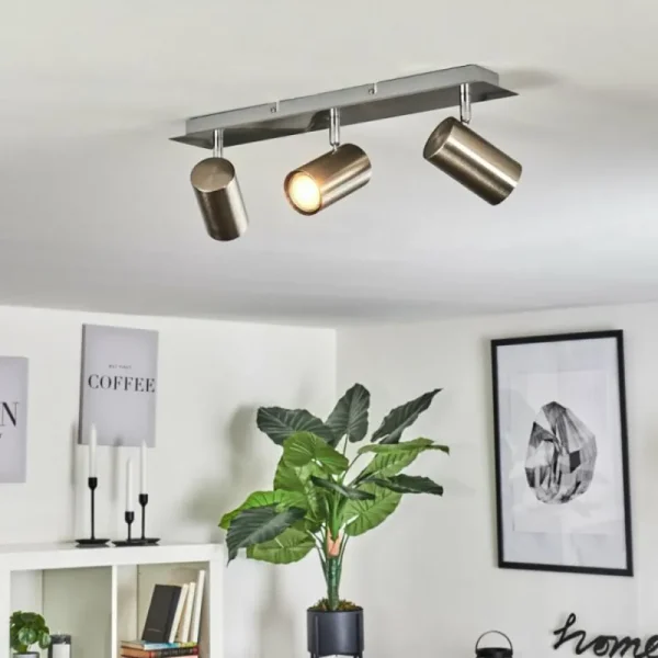 hofstein Plafonnier Zuoz Chrome, Nickel mat, 3 lumières* Lampes Modernes