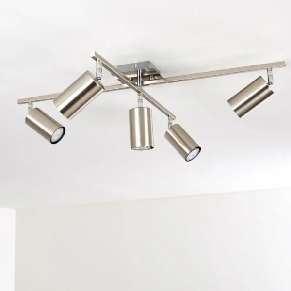 hofstein Plafonnier Zuoz Chrome, Nickel mat, 5 lumières* Lampes Modernes
