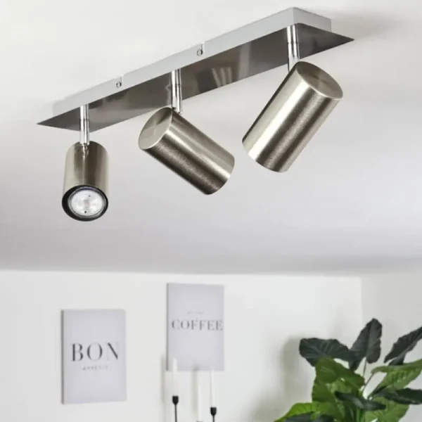 hofstein Plafonnier Zuoz Chrome, Nickel mat, 3 lumières* Lampes Modernes