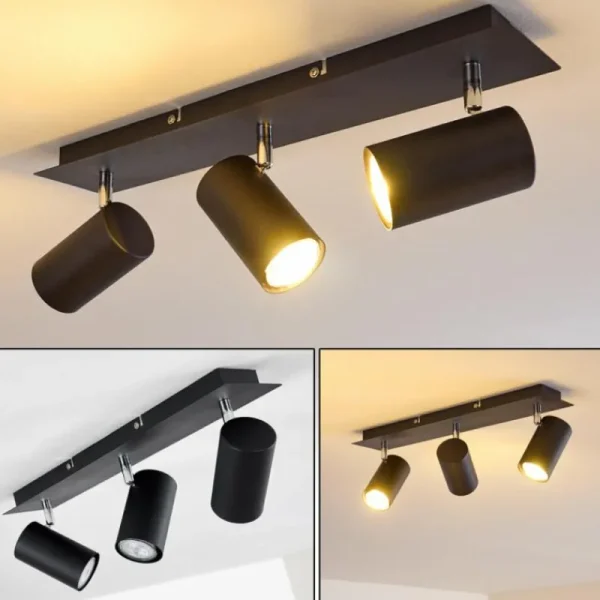 hofstein Plafonnier Zuoz Chrome, Noir, 3 lumières* Lampes Modernes