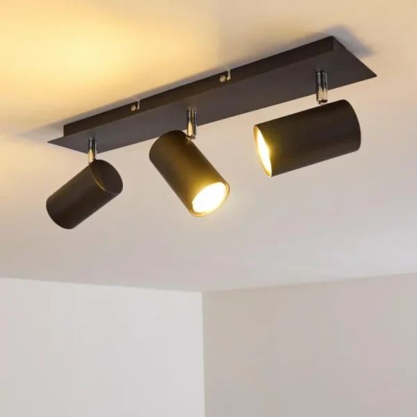 hofstein Plafonnier Zuoz Chrome, Noir, 3 lumières* Lampes Modernes
