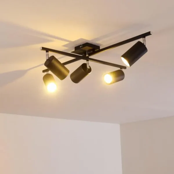 hofstein Plafonnier Zuoz Chrome, Noir, 5 lumières* Lampes Modernes