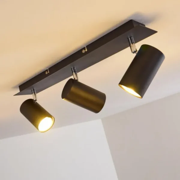 hofstein Plafonnier Zuoz Chrome, Noir, 3 lumières* Lampes Modernes