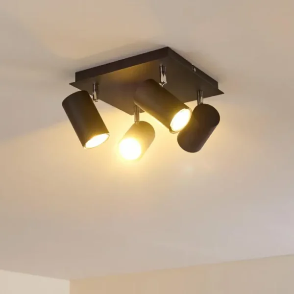 hofstein Plafonnier Zuoz Chrome, Noir, 4 lumières* Lampes Modernes