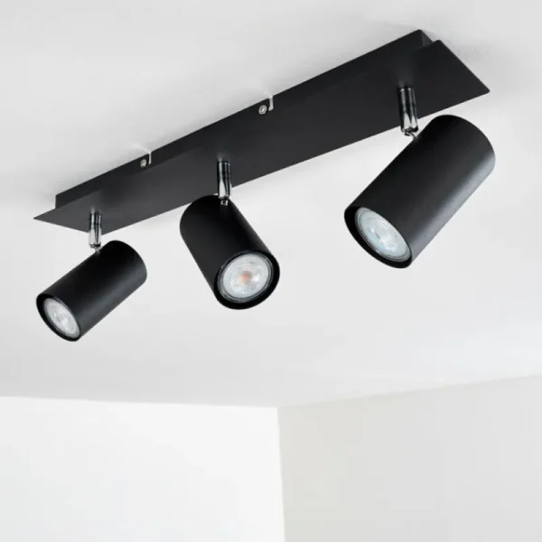 hofstein Plafonnier Zuoz Chrome, Noir, 3 lumières* Lampes Modernes