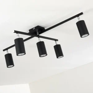 hofstein Plafonnier Zuoz Chrome, Noir, 5 lumières* Lampes Modernes