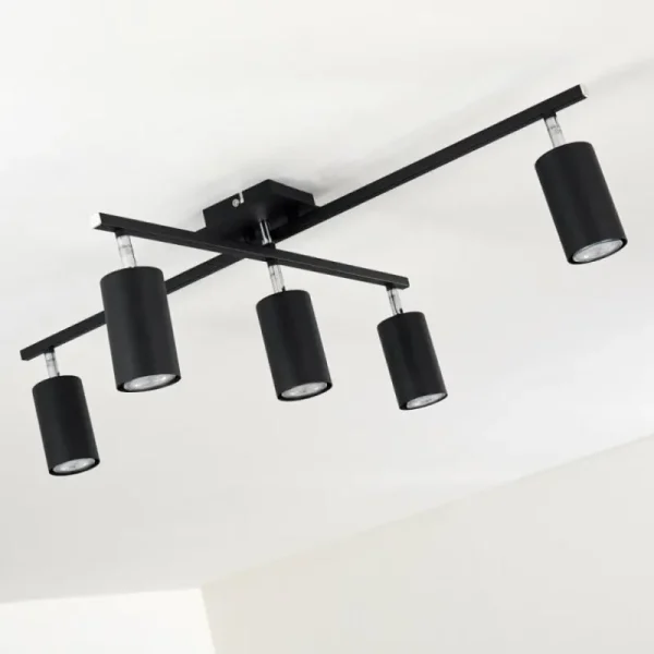 hofstein Plafonnier Zuoz Chrome, Noir, 5 lumières* Lampes Modernes