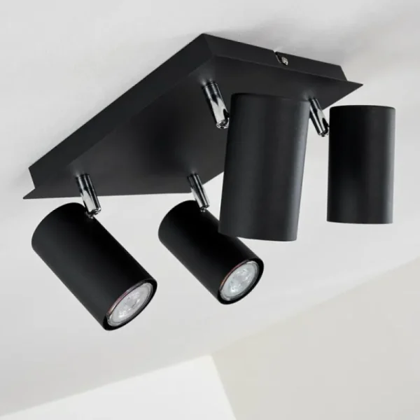 hofstein Plafonnier Zuoz Chrome, Noir, 4 lumières* Lampes Modernes