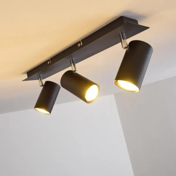hofstein Plafonnier Zuoz Chrome, Noir, 3 lumières* Lampes Modernes