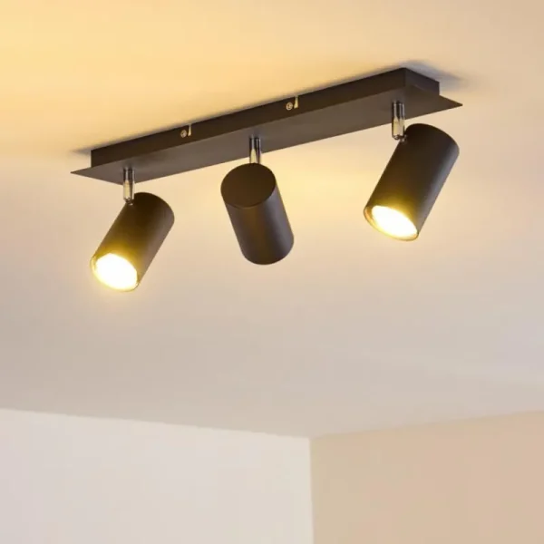 hofstein Plafonnier Zuoz Chrome, Noir, 3 lumières* Lampes Modernes