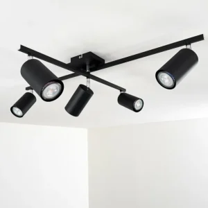 hofstein Plafonnier Zuoz Chrome, Noir, 5 lumières* Lampes Modernes