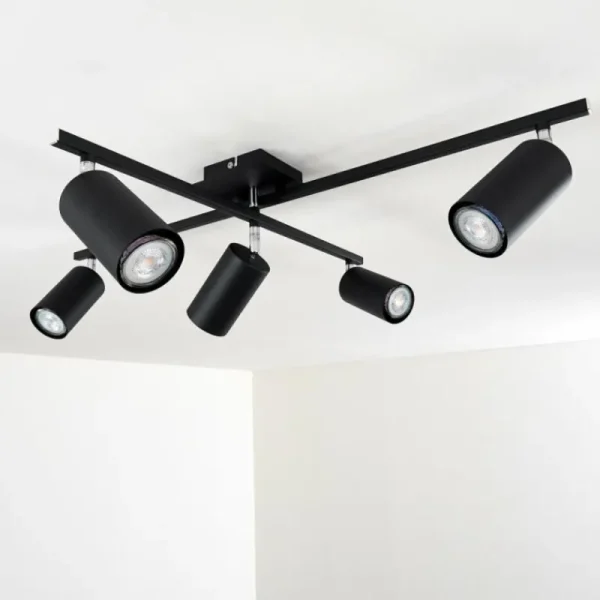 hofstein Plafonnier Zuoz Chrome, Noir, 5 lumières* Lampes Modernes