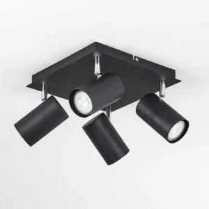 hofstein Plafonnier Zuoz Chrome, Noir, 4 lumières* Lampes Modernes