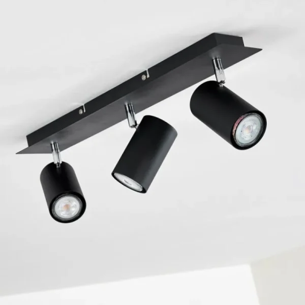 hofstein Plafonnier Zuoz Chrome, Noir, 3 lumières* Lampes Modernes