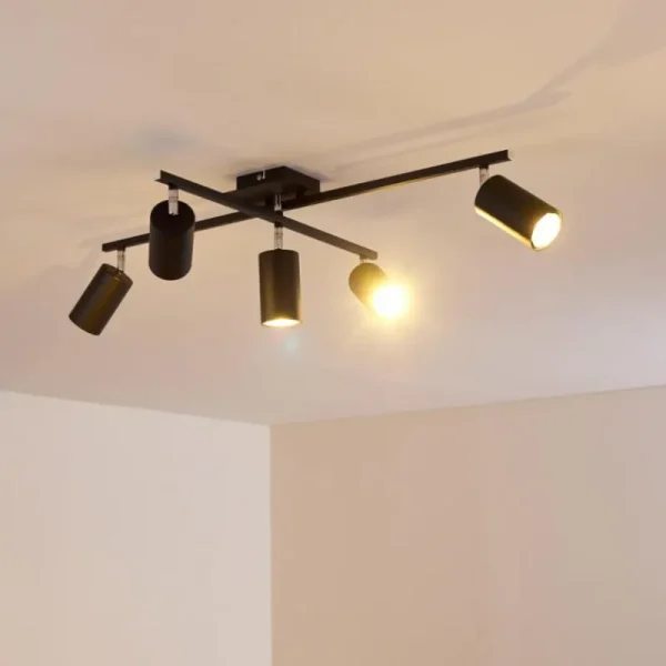 hofstein Plafonnier Zuoz Chrome, Noir, 5 lumières* Lampes Modernes