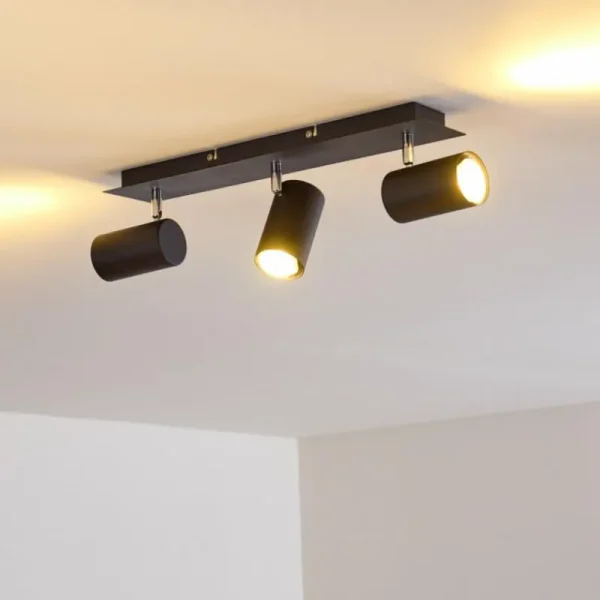 hofstein Plafonnier Zuoz Chrome, Noir, 3 lumières* Lampes Modernes