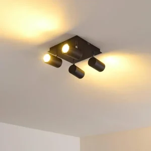 hofstein Plafonnier Zuoz Chrome, Noir, 4 lumières* Lampes Modernes