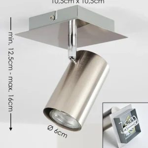 hofstein Plafonnier Zuoz Nickel mat, 1 lumière* Lampes Modernes