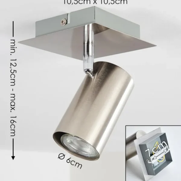 hofstein Plafonnier Zuoz Nickel mat, 1 lumière* Lampes Modernes