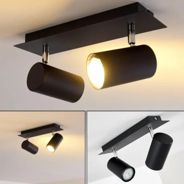 hofstein Plafonnier Zuoz Noir, 2 lumières* Lampes Modernes
