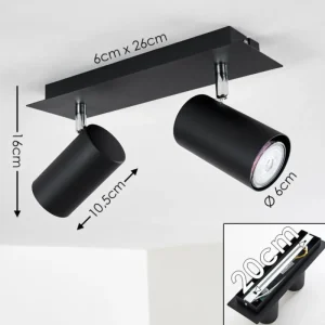 hofstein Plafonnier Zuoz Noir, 2 lumières* Lampes Modernes