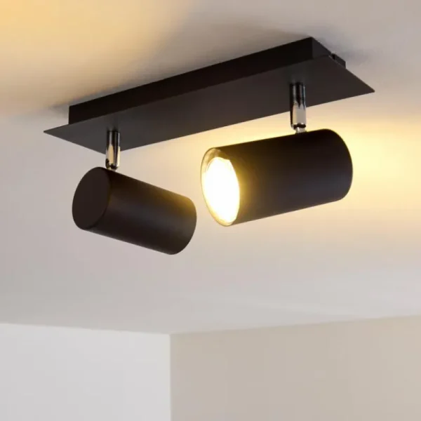 hofstein Plafonnier Zuoz Noir, 2 lumières* Lampes Modernes