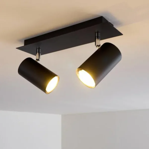 hofstein Plafonnier Zuoz Noir, 2 lumières* Lampes Modernes