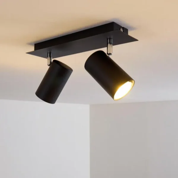 hofstein Plafonnier Zuoz Noir, 2 lumières* Lampes Modernes