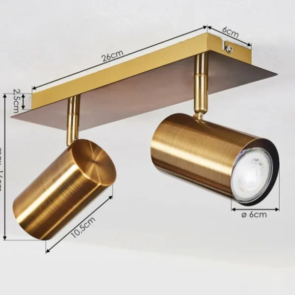 hofstein Plafonnier Zuoz Vieux laiton, 2 lumières* Lampes Modernes