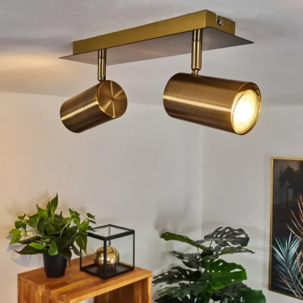 hofstein Plafonnier Zuoz Vieux laiton, 2 lumières* Lampes Modernes