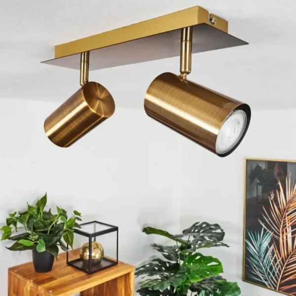 hofstein Plafonnier Zuoz Vieux laiton, 2 lumières* Lampes Modernes