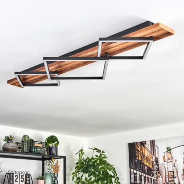 hofstein Pompu Plafonnier LED Brun foncé, Noir, 1 lumière* Lampes Modernes