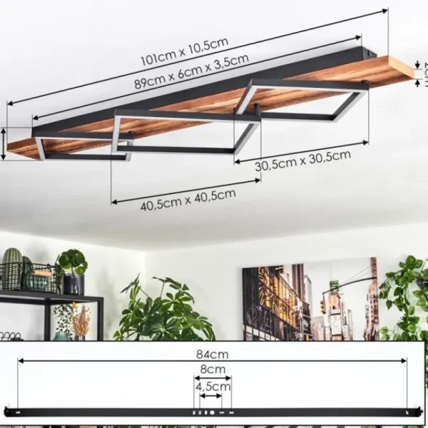 hofstein Pompu Plafonnier LED Brun foncé, Noir, 1 lumière* Lampes Modernes
